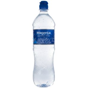 Botella de Agua Magenta 1 litro con tapa flip top azul 🔵