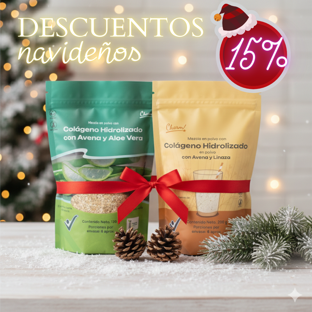 Digestive Care Charm! – Kit Navideño Bienestar Kit navideño Digestive Care con colágeno, avena, aloe y linaza, regalo de bienestar en Colombia